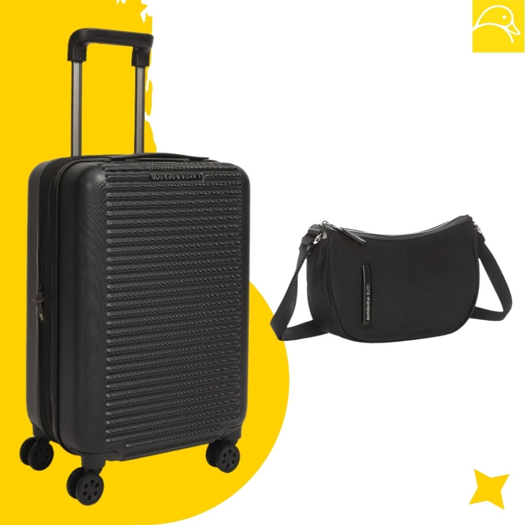 Urban Voyager Duo: Black Tank Trolley & Crossbody Bag Combo