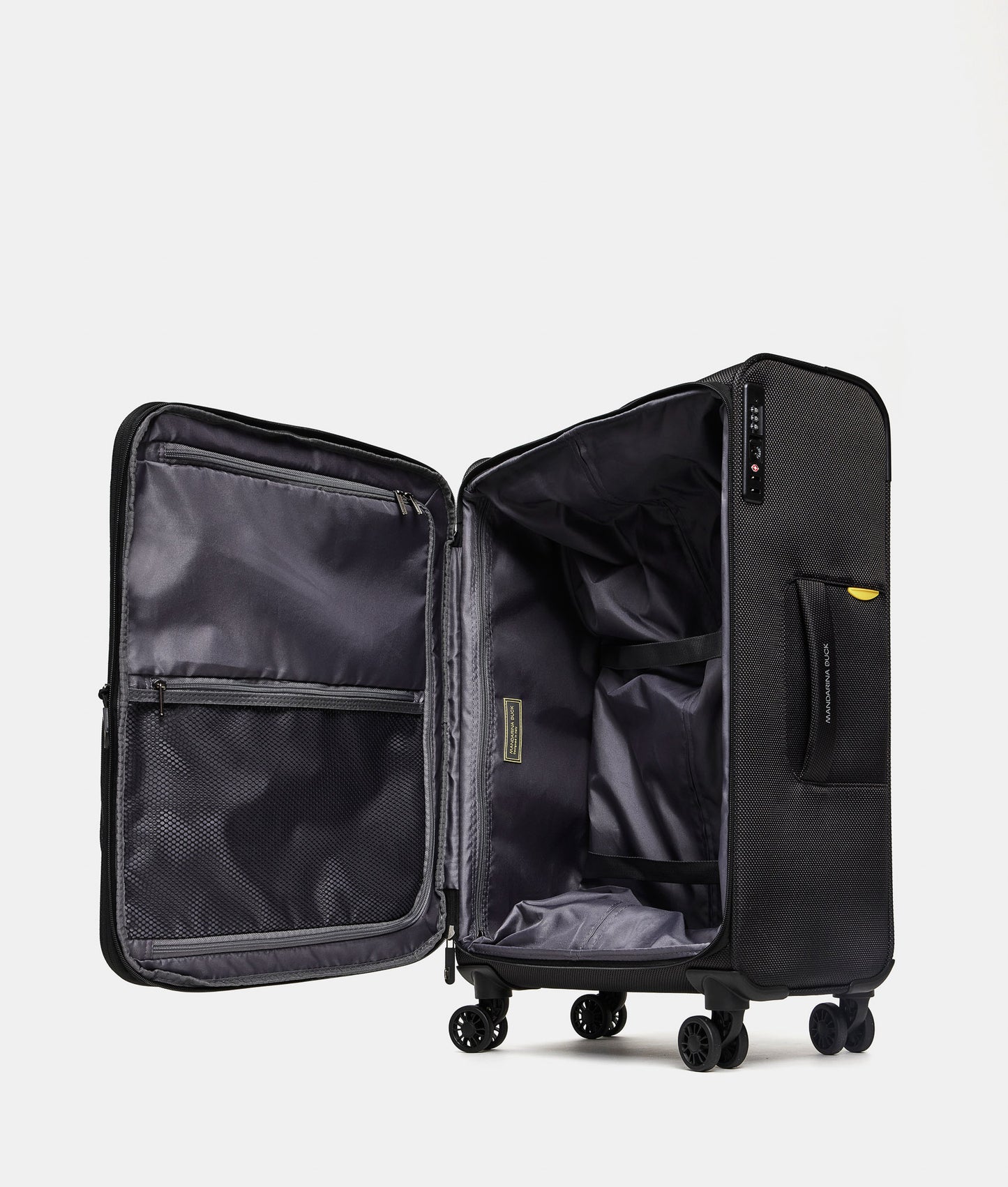 Zephyr Soft 4 Wheel Black Medium Expandable Trolley