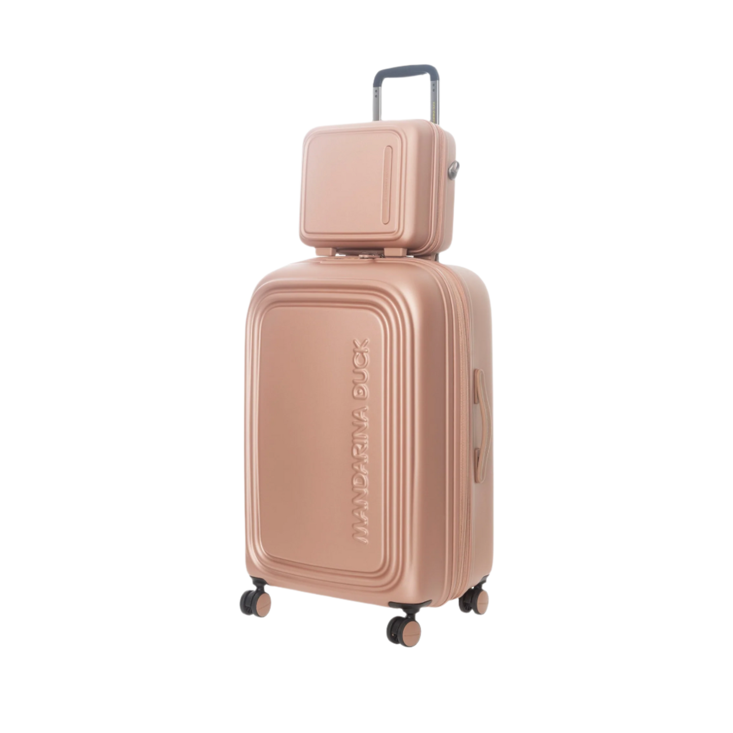 Logoduck Rose Gold Small Trolley & Beauty Case Set