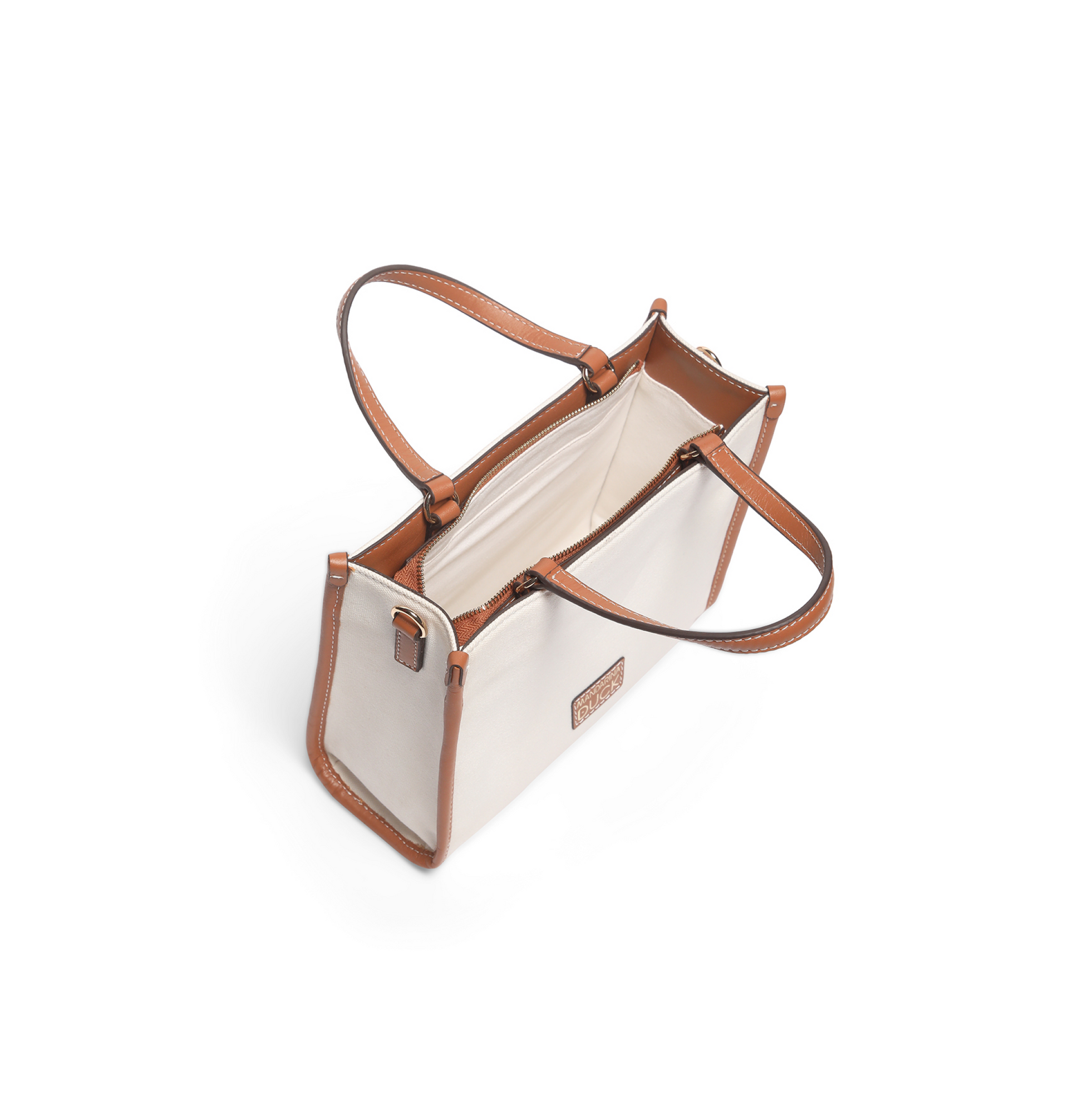 Mandarina Duck Julia Canvas Leather Small Tote Mandarina